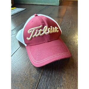 Titleist A-Flex Golf Hat Mens ML Maroon White Mesh Back Stretch Fit Cap